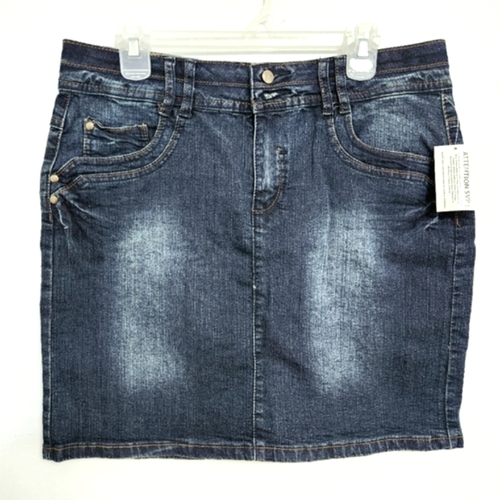 George • Faded Dark Denim Mini Skirt, size 12, NEW